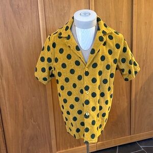 OAS, Yellow & Green Polka Dot Men’s Shirt Terrycloth.